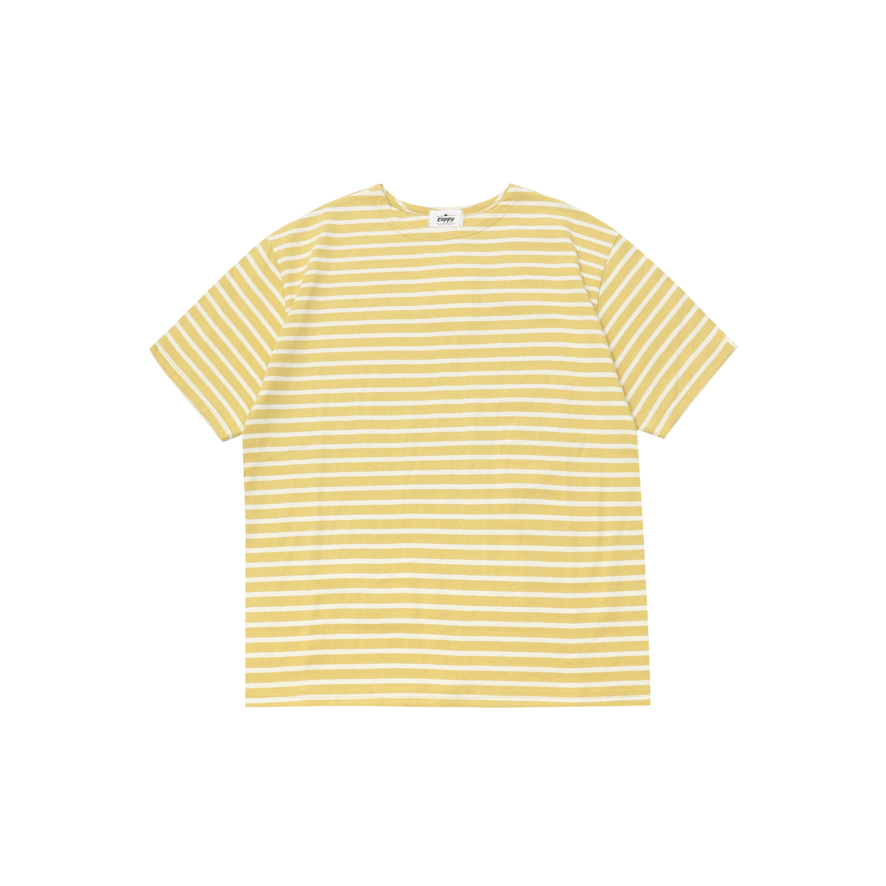 Classic stripe half t-shirt lemon