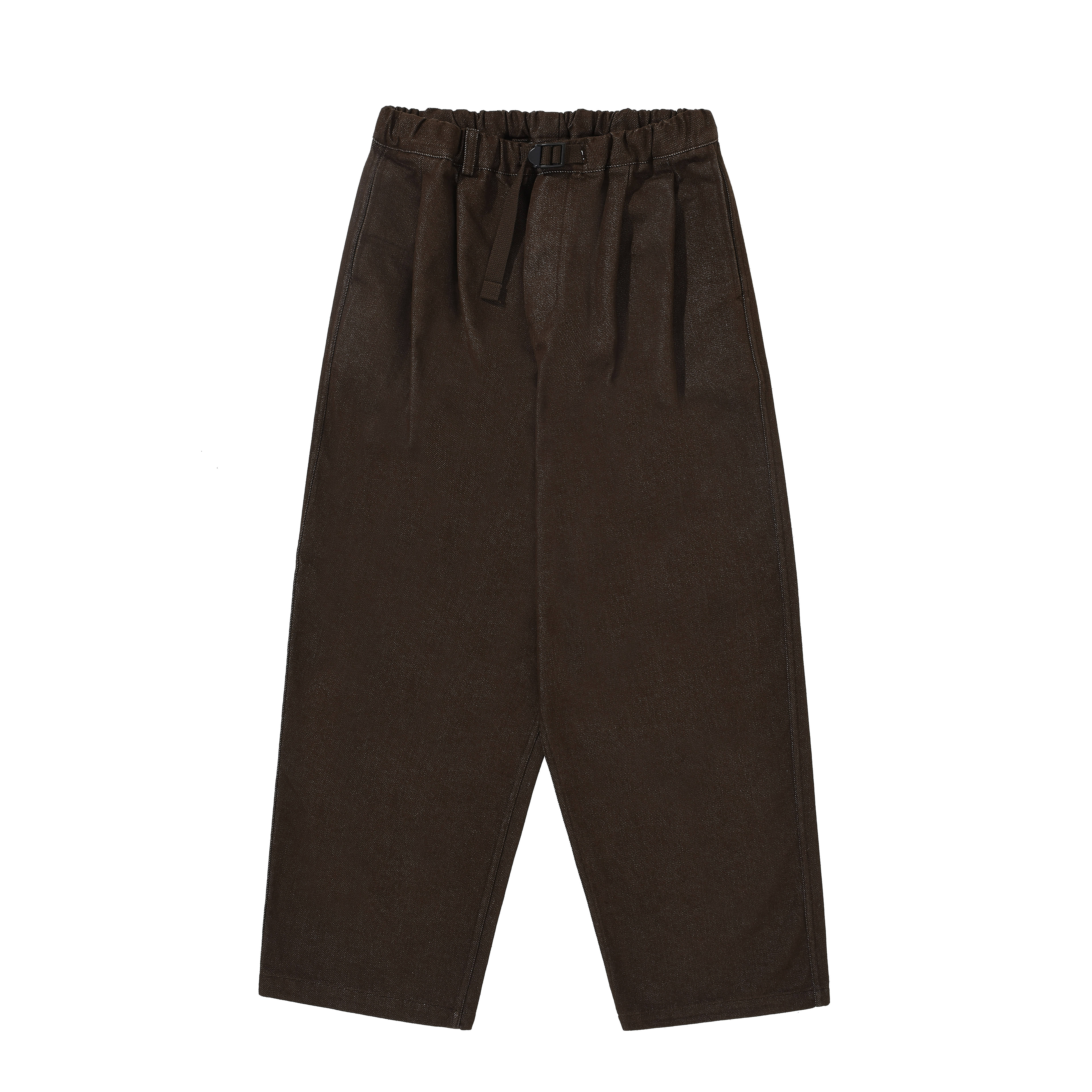 Two tuck wide denim pants brown